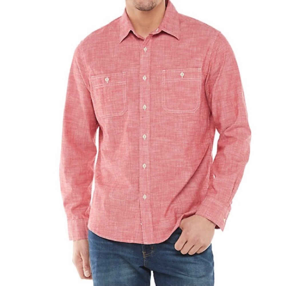 Chambray Two-Pocket Button-Down Shirt